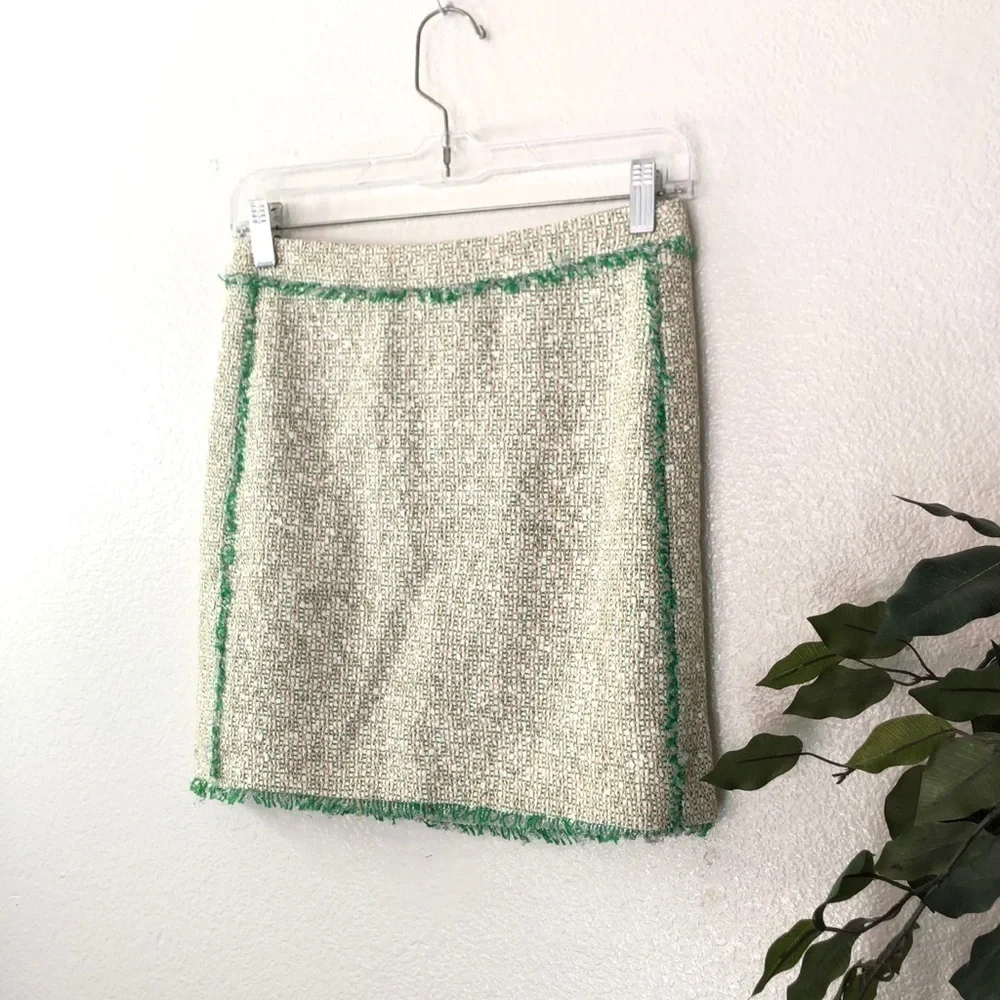 J. Crew Knit Skirt With Green Fringe